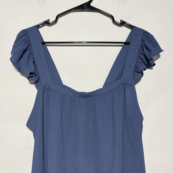 LOFT Outlet Blue Flutter Sleeve Sleeveless Square Neck Tank Top Size Large - Picture 2 of 8